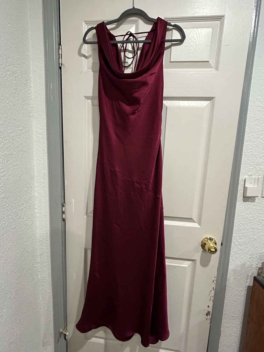 Club L London “Alesso” Wine Cowl Neck Dress
